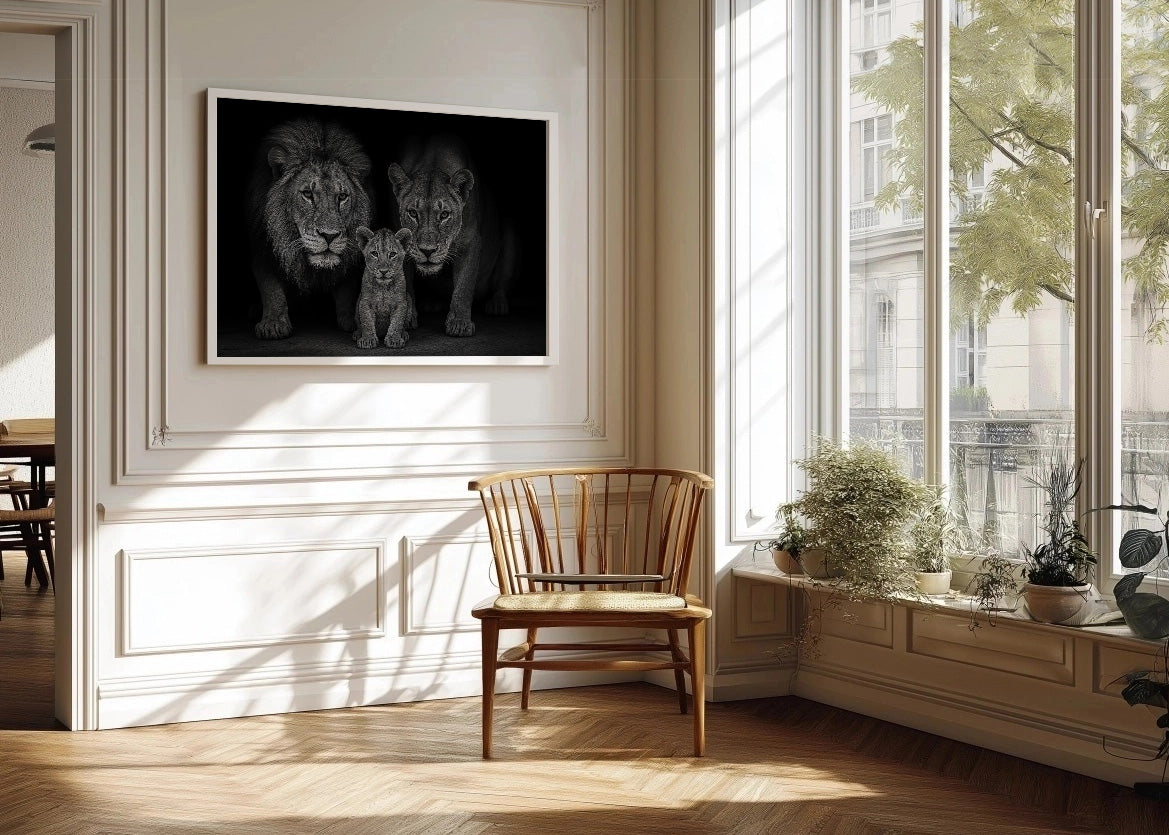 Cuadro Leones en familia