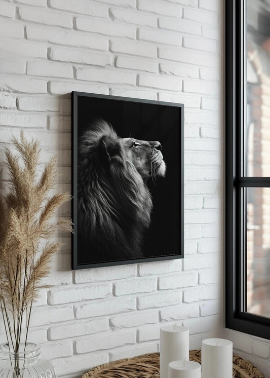 Cuadro León fondo negro
