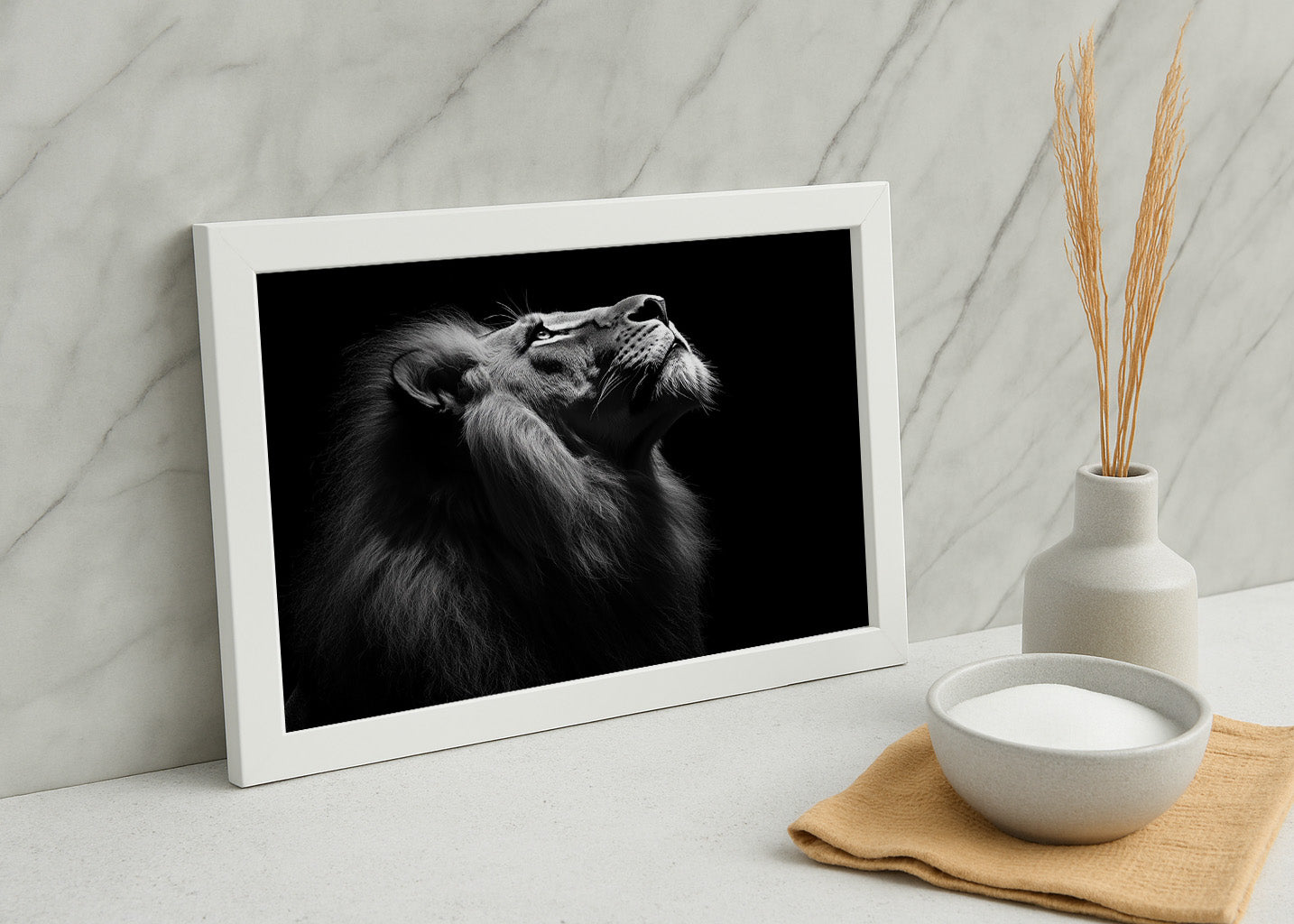 Cuadro León negro alfa
