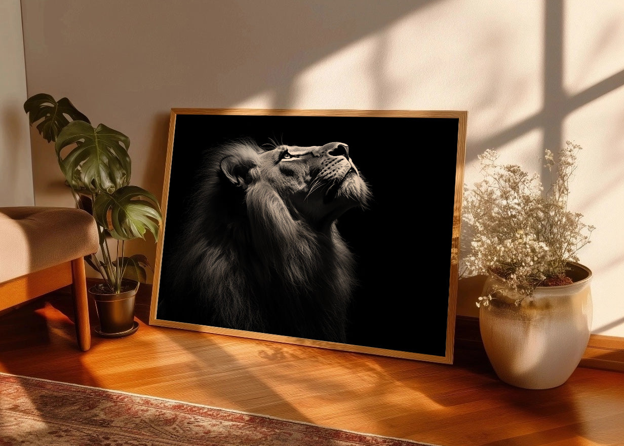 Cuadro León negro alfa
