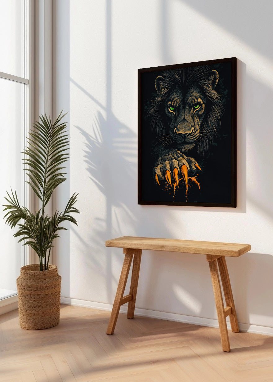 Cuadro León oscuro con garras