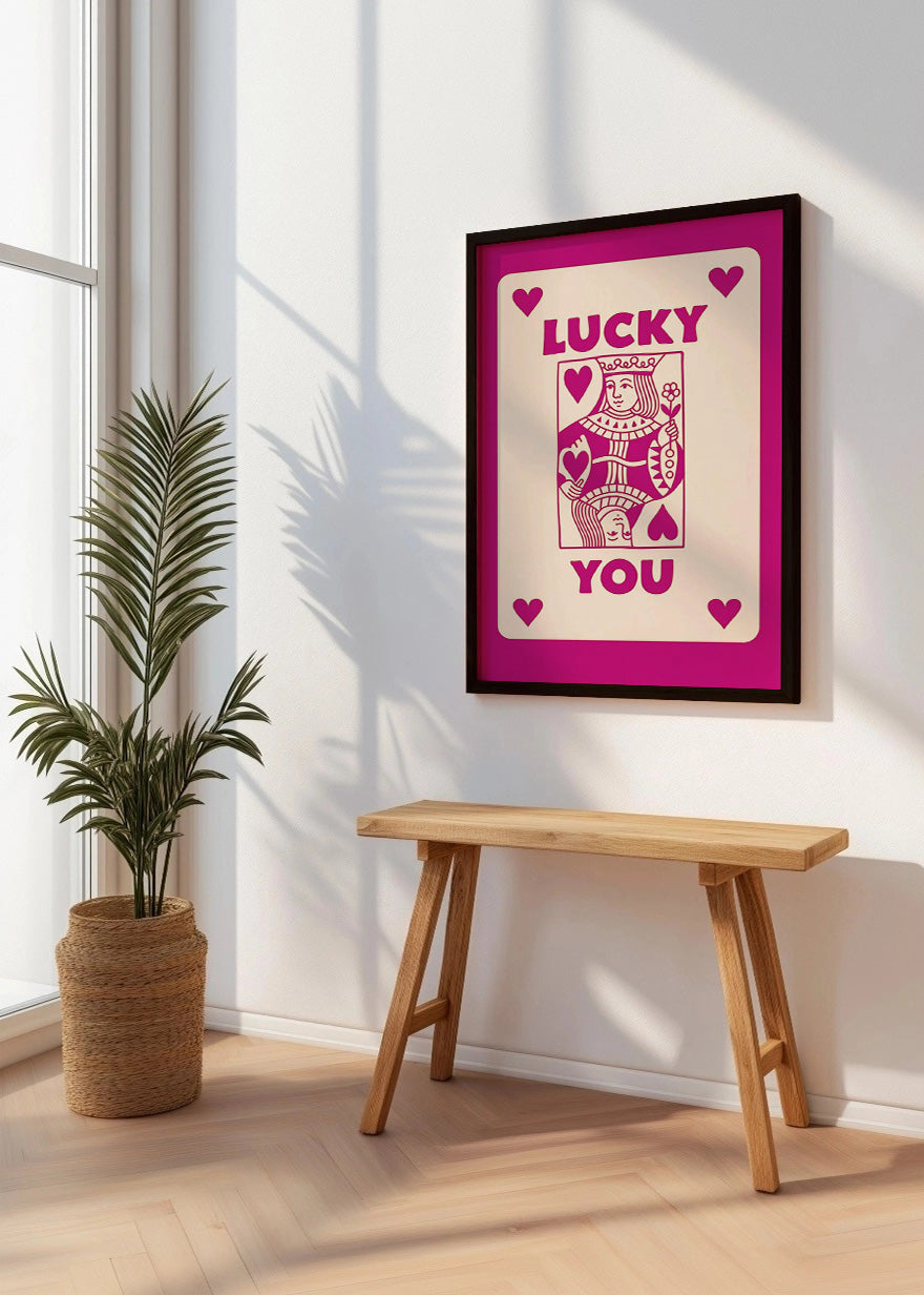 Cuadro Lucky you - Poker Rosa