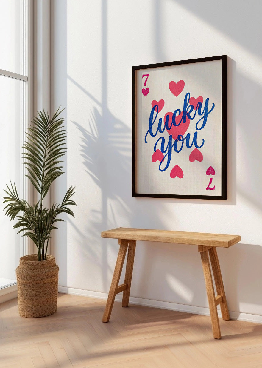 Cuadro Lucky you 7 de corazones