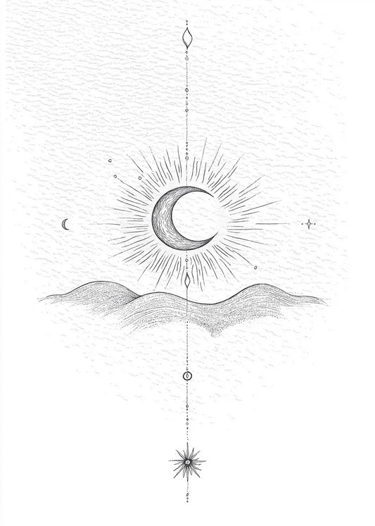 Cuadro Luna sobre las montañas