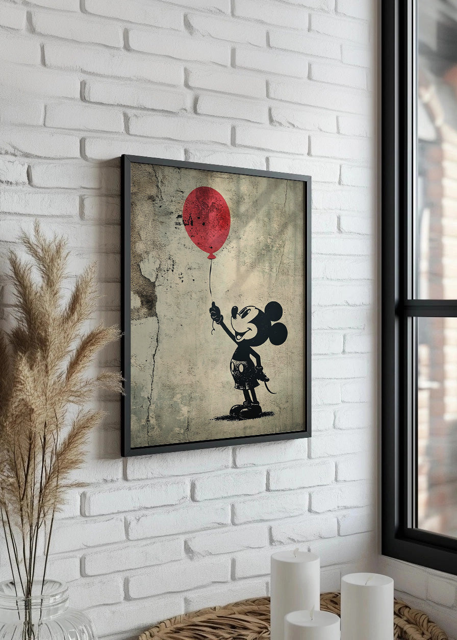 Cuadro Mickey Mouse estilo Banksy con globo