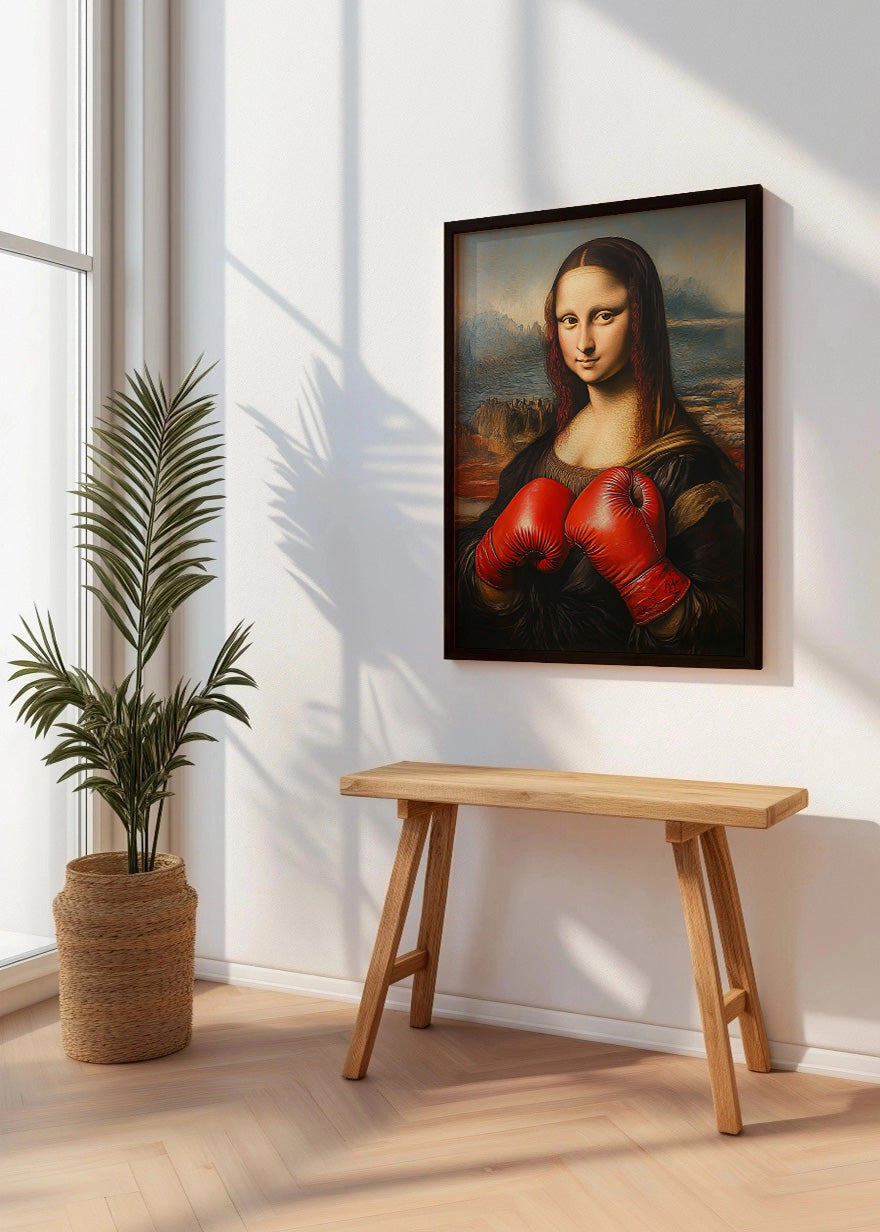 Cuadro Mona Lisa con guantes de boxeo