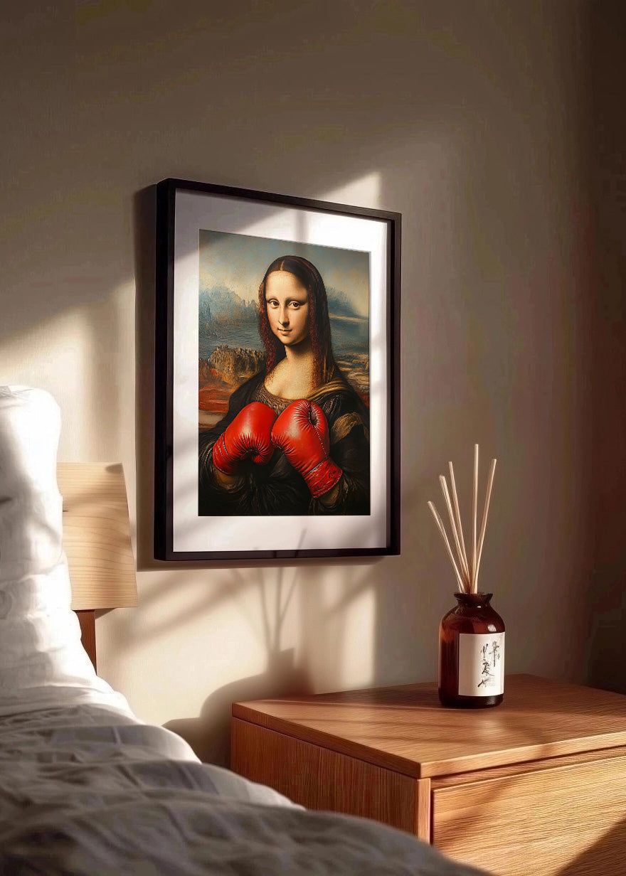 Cuadro Mona Lisa con guantes de boxeo