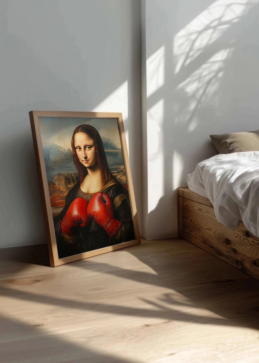 Cuadro Mona Lisa con guantes de boxeo