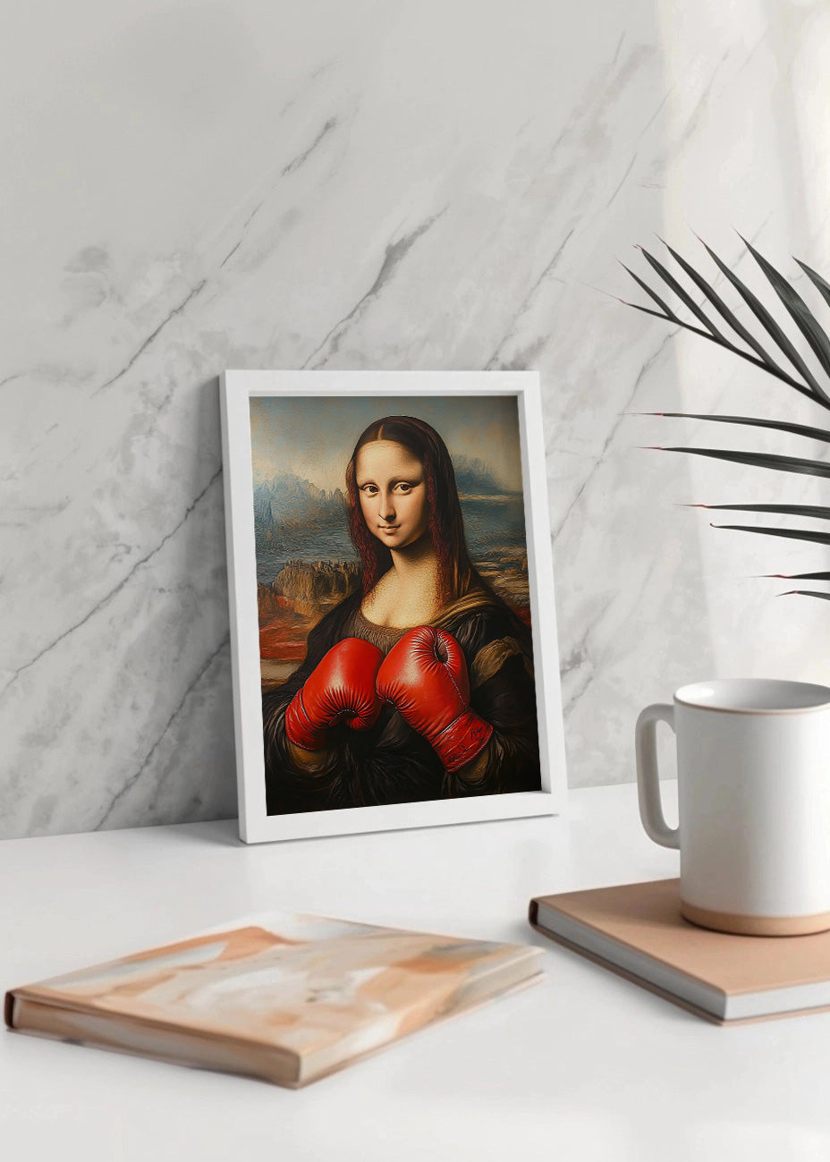 Cuadro Mona Lisa con guantes de boxeo