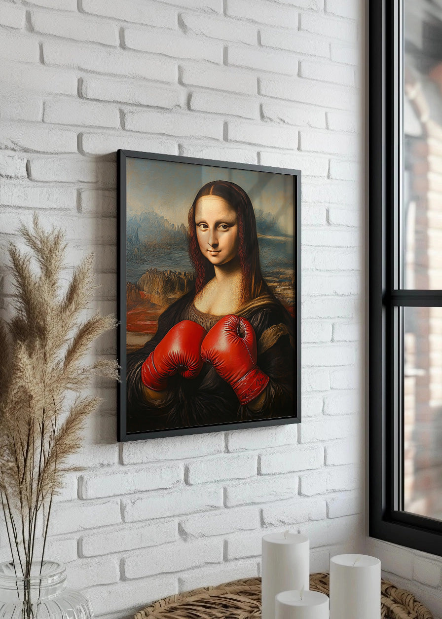 Cuadro Mona Lisa con guantes de boxeo