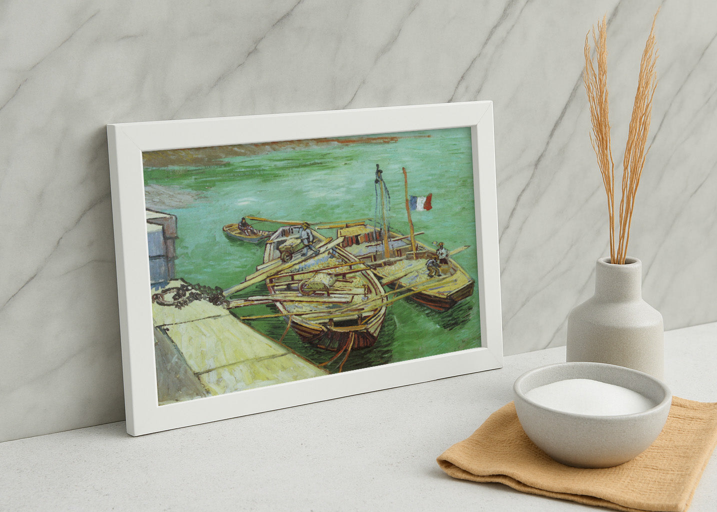 Cuadro Muelle con hombres descargando - Rhonebarken (Van Gogh)