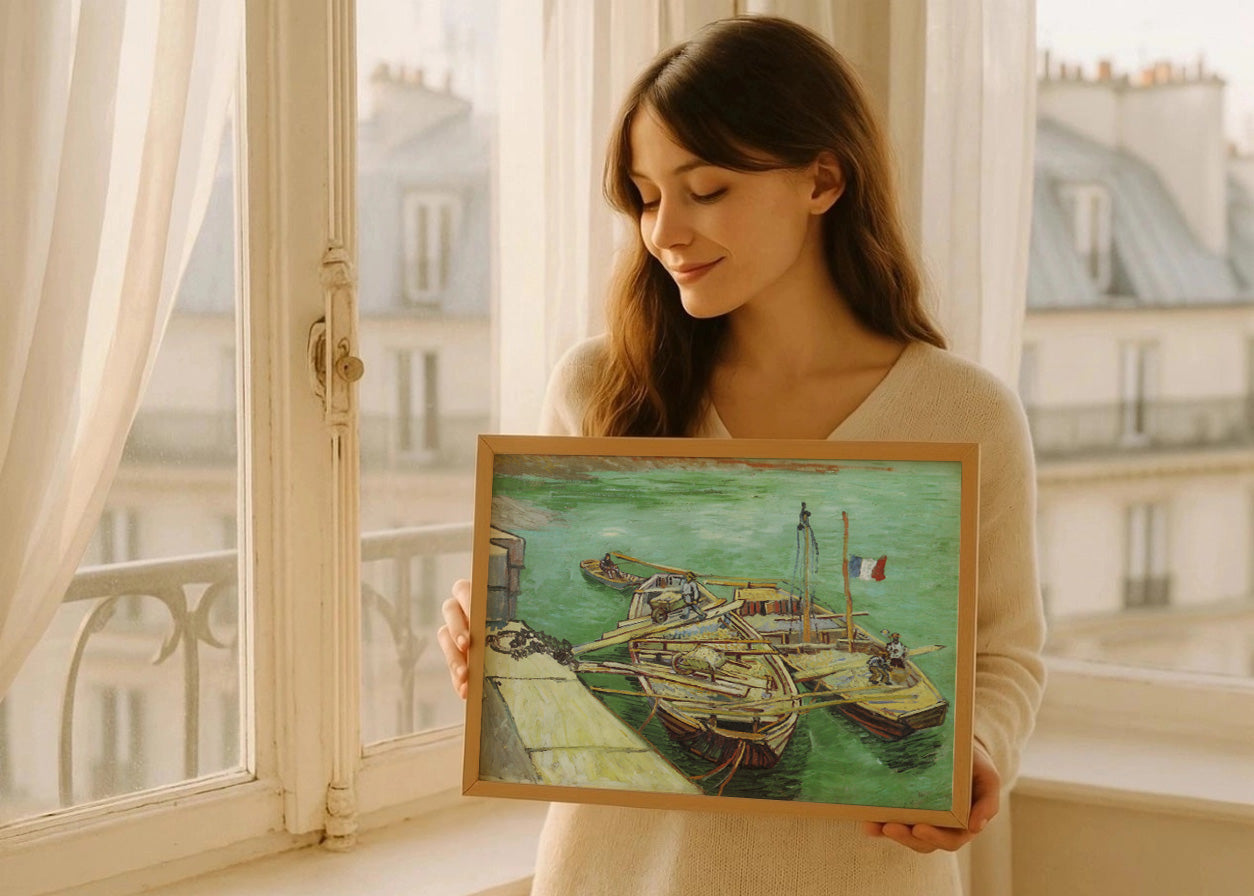 Cuadro Muelle con hombres descargando - Rhonebarken (Van Gogh)