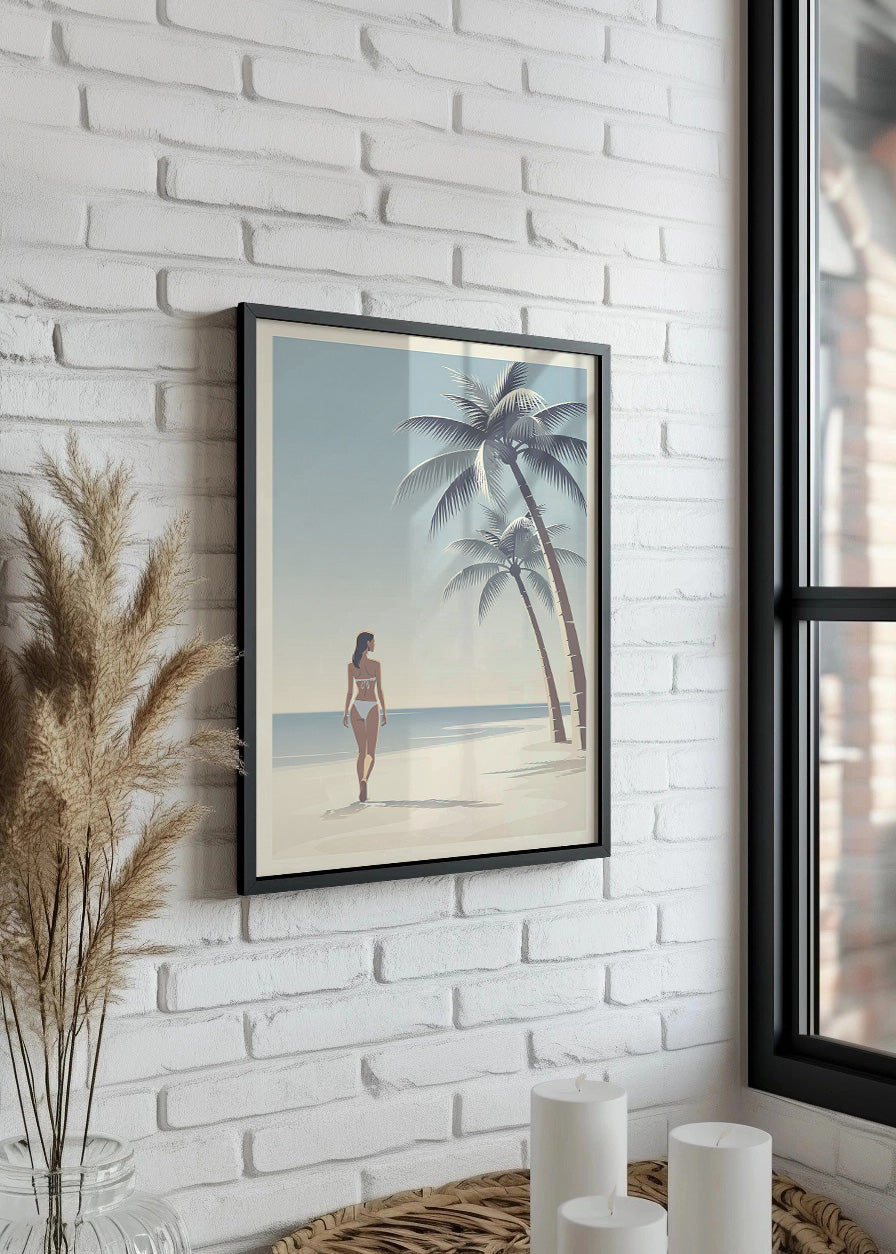 Cuadro Mujer en la playa estilo minimalista