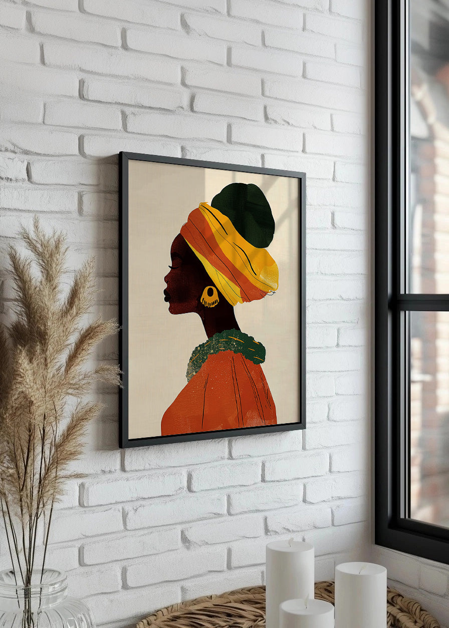 Cuadro Mujer africana de perfil con turbante