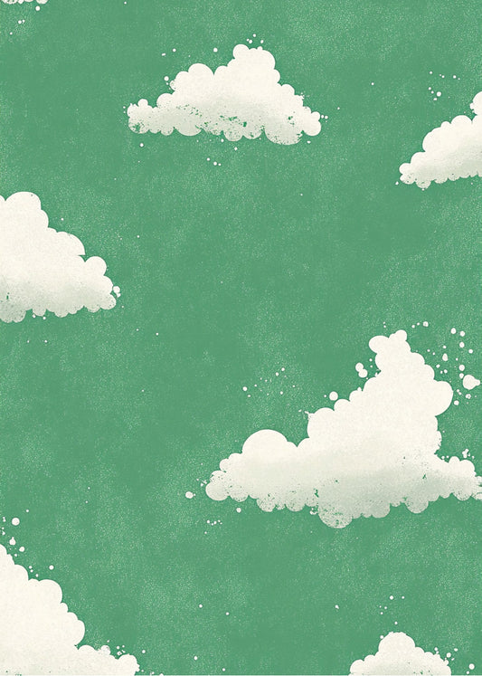 Cuadro Nubes sobre fondo verde