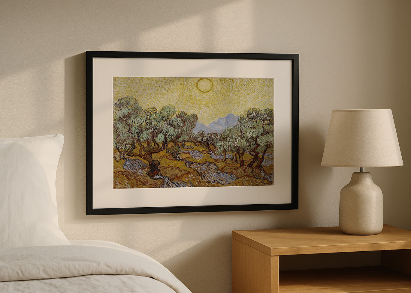Cuadro Olivos con cielo amarillo y sol (Van Gogh)