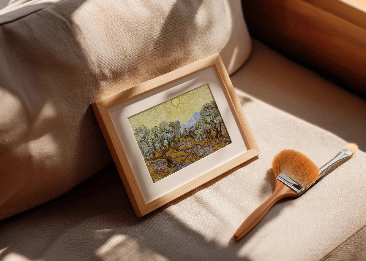 Cuadro Olivos con cielo amarillo y sol (Van Gogh)