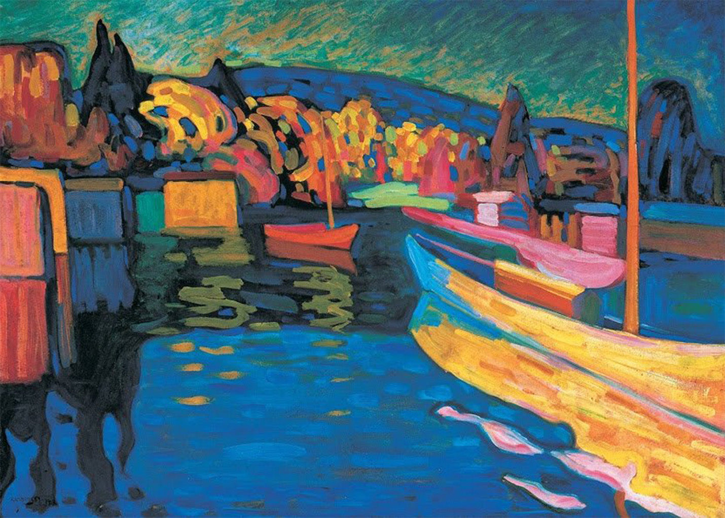 Cuadro Paisaje de otoño con barcos (Kandinsky)