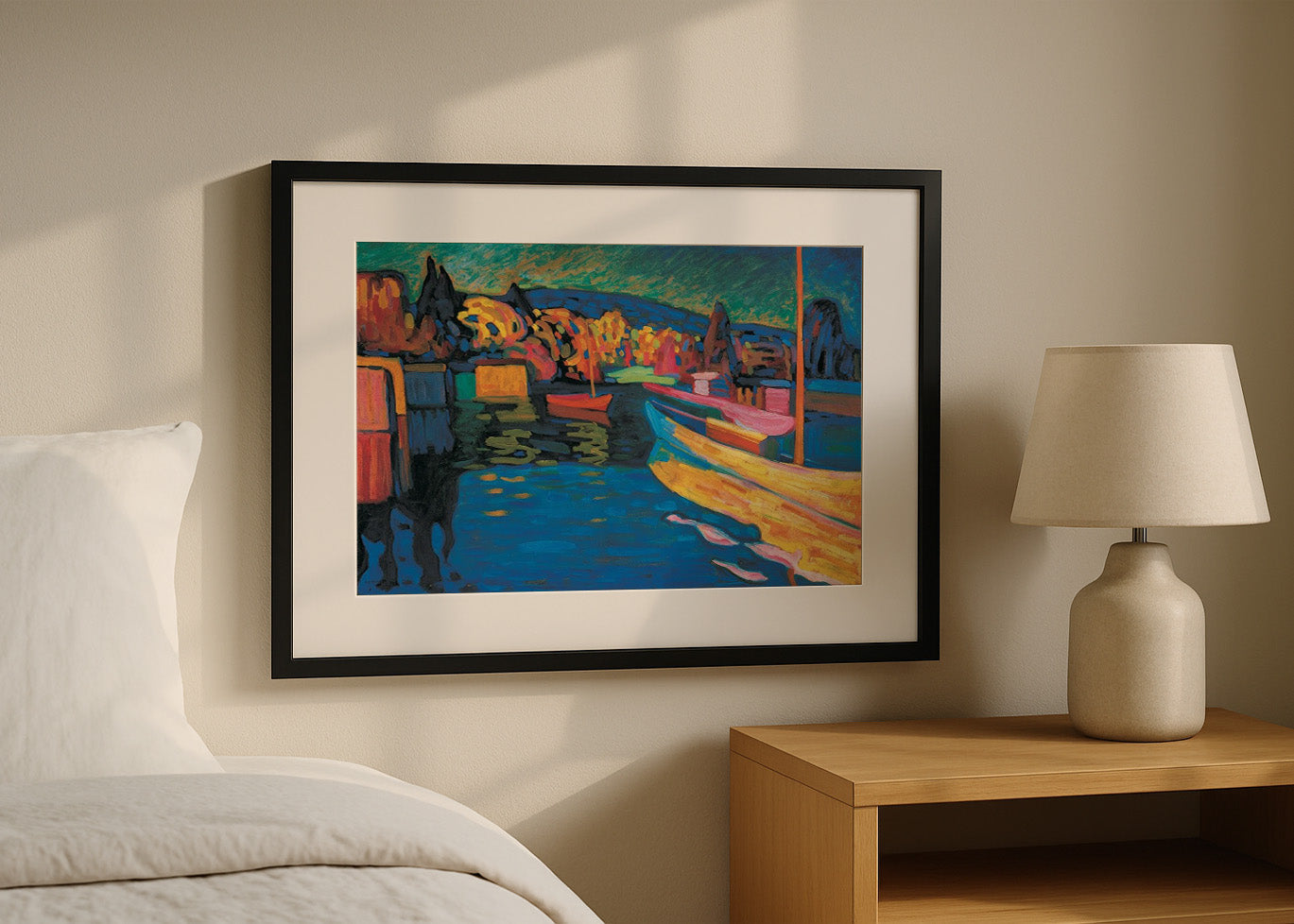 Cuadro Paisaje de otoño con barcos (Kandinsky)