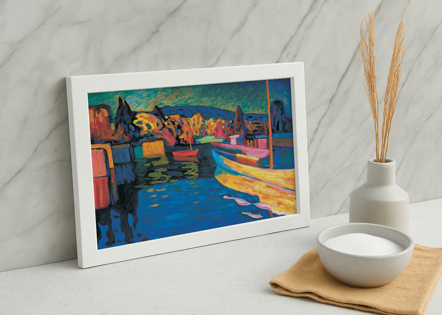 Cuadro Paisaje de otoño con barcos (Kandinsky)