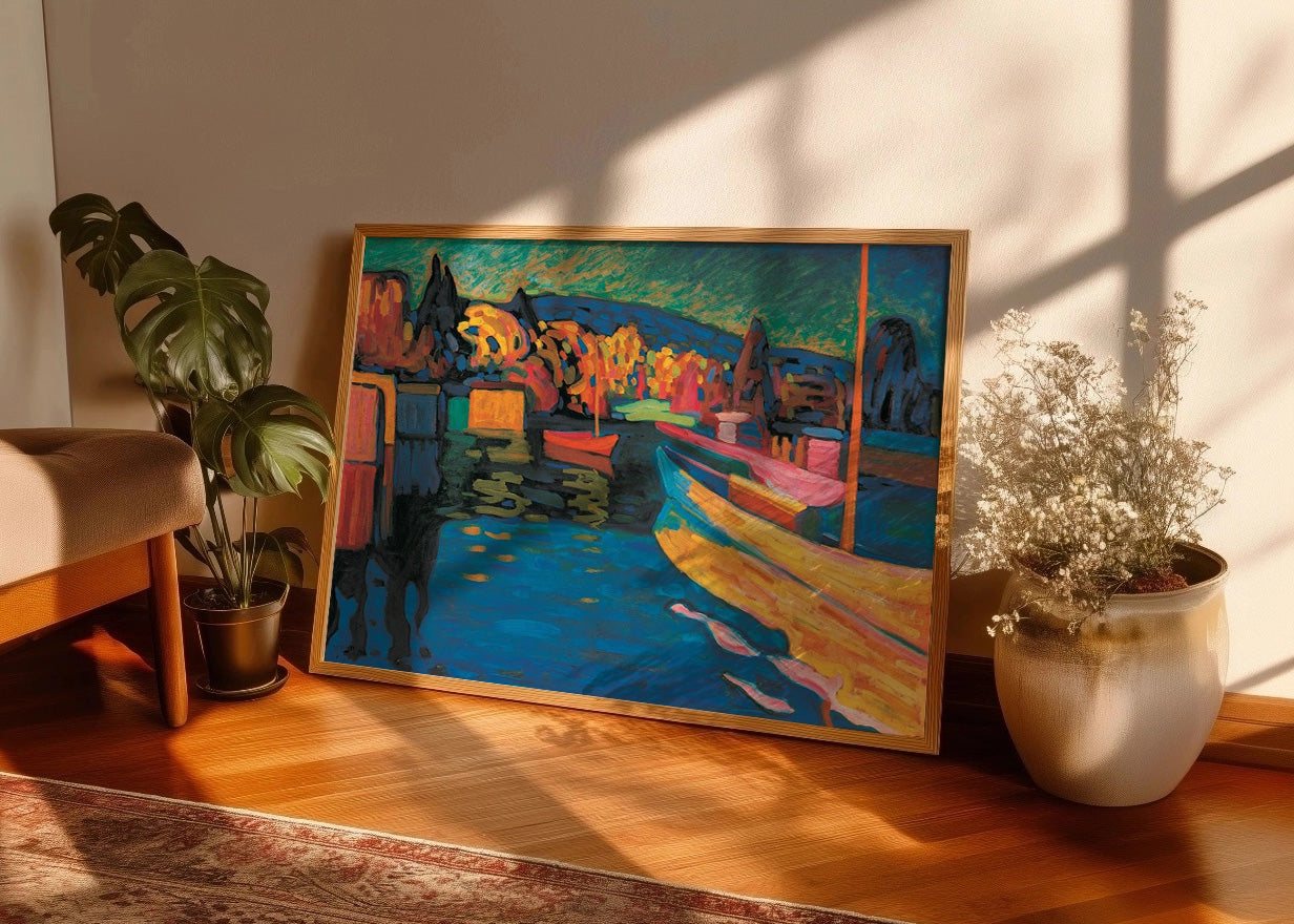 Cuadro Paisaje de otoño con barcos (Kandinsky)