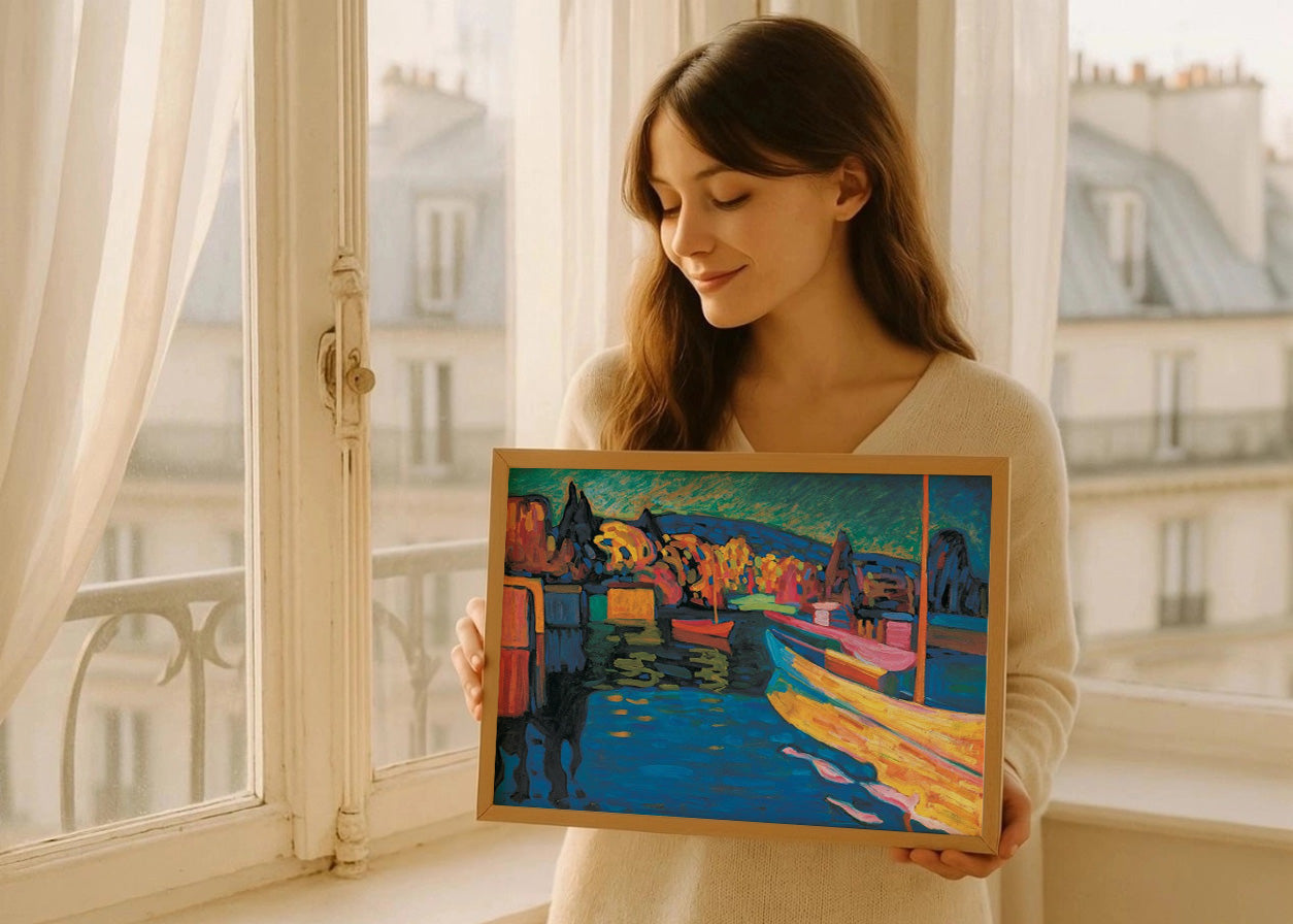 Cuadro Paisaje de otoño con barcos (Kandinsky)