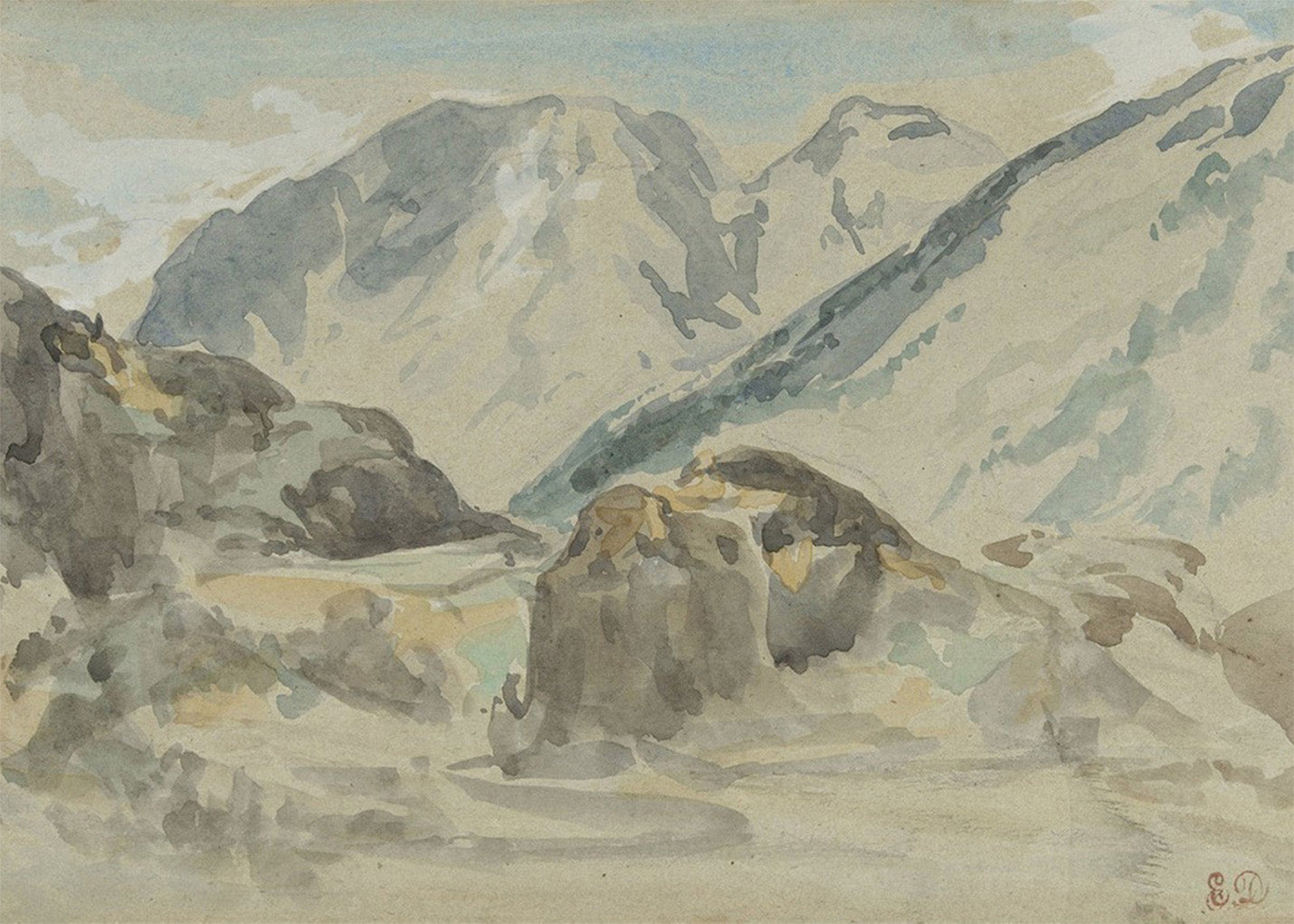 Cuadro Paisaje de la montaña de Atlas (Eugene Delacroix)