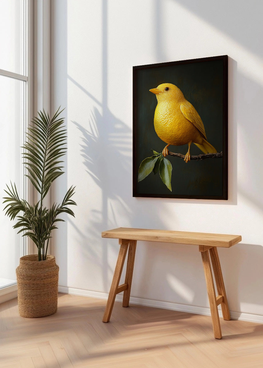 Cuadro Pájaro limón sobre rama