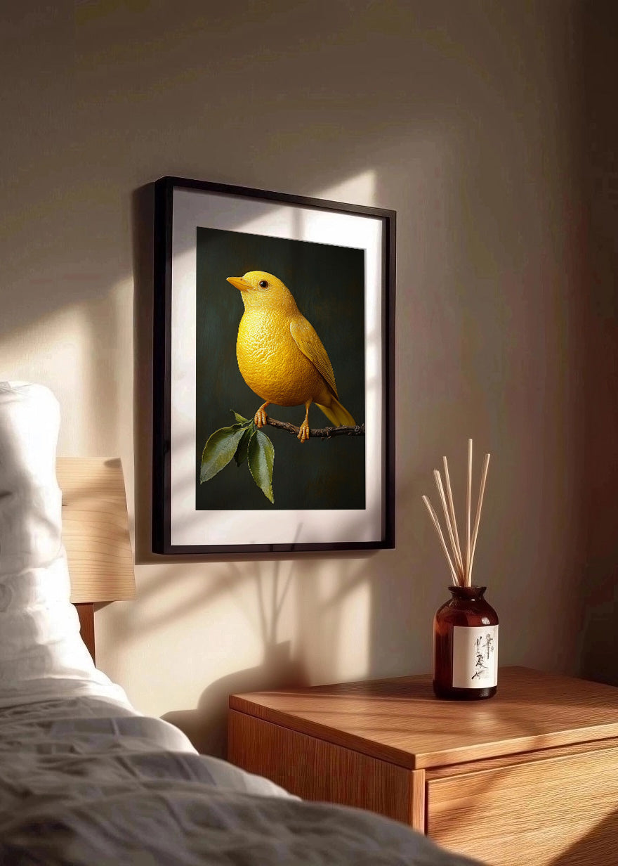 Cuadro Pájaro limón sobre rama