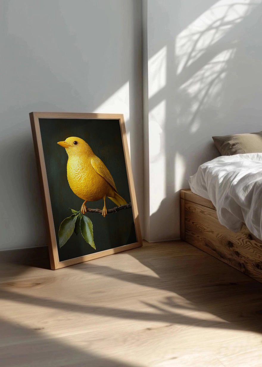 Cuadro Pájaro limón sobre rama
