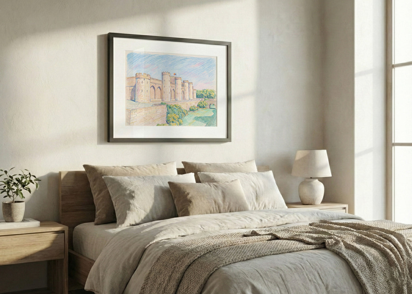 Cuadro Palacio de la Aljafería efecto dibujo