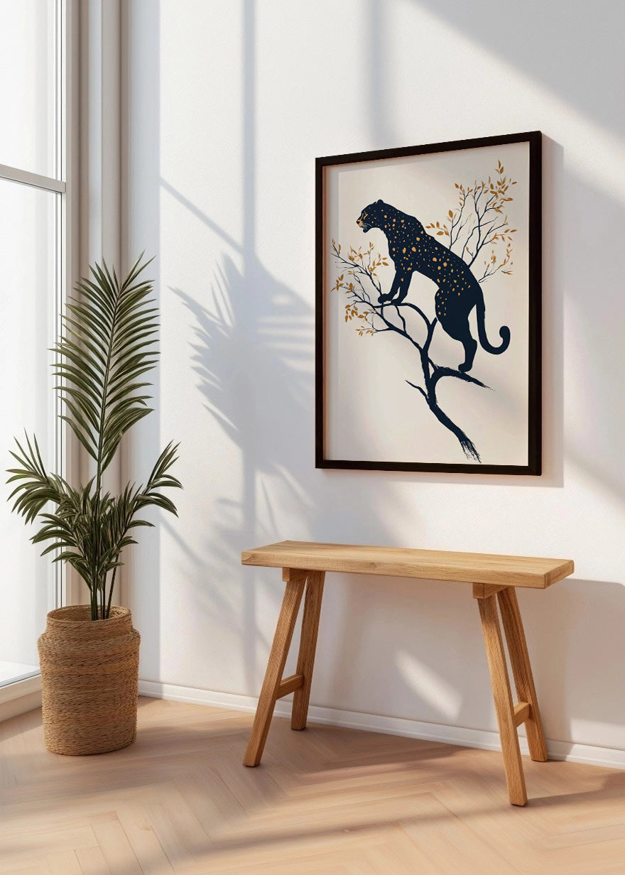 Cuadro Pantera sobre arbol estilo minimalista