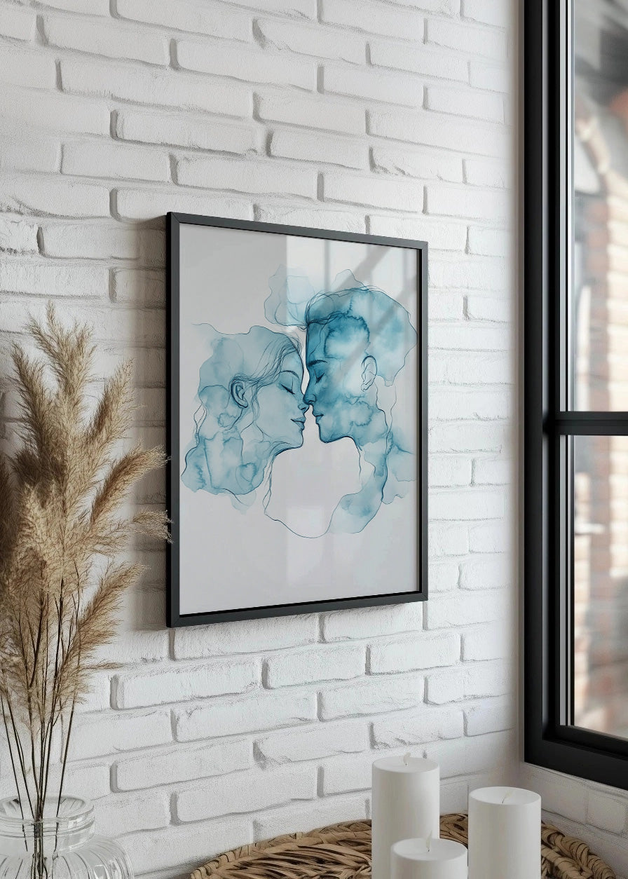 Cuadro Pareja besándose acuarela