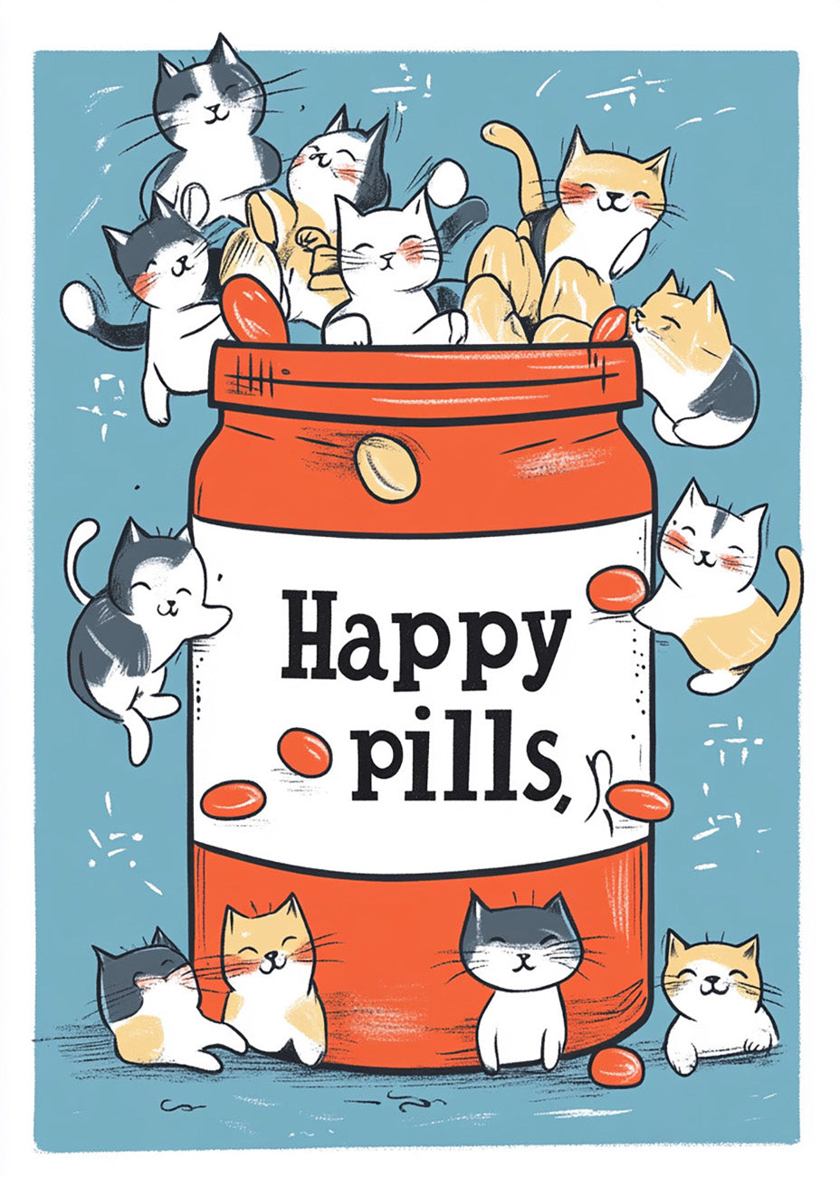 Cuadro Pastillas felices de gatitos