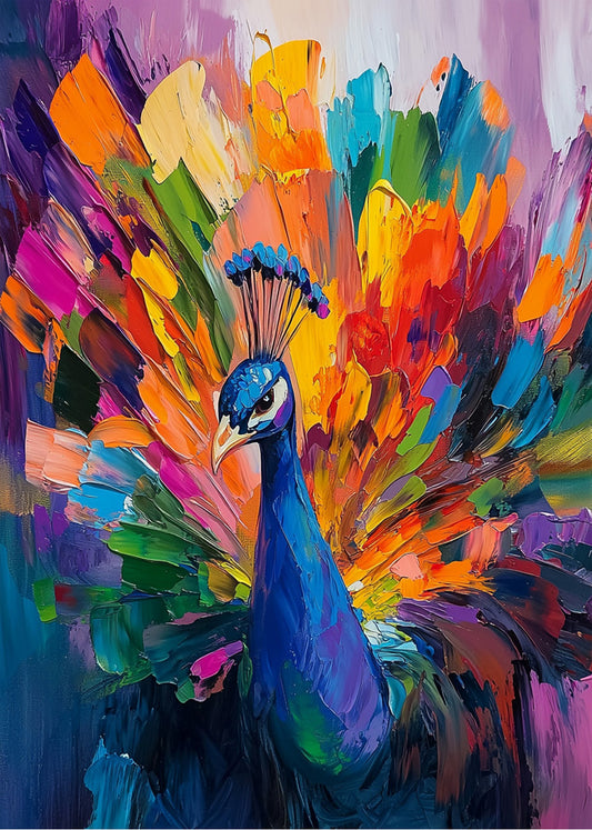 Cuadro Pavo real de color