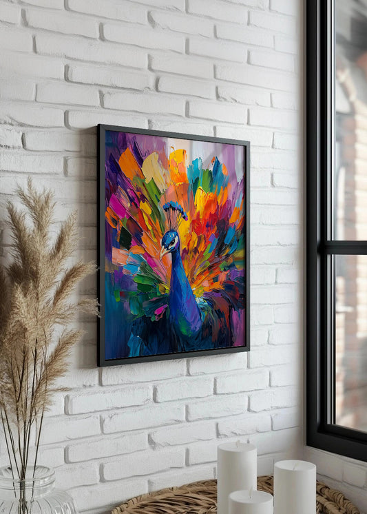 Cuadro Pavo real de color