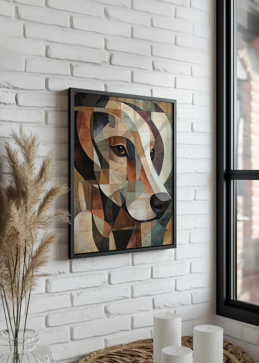 Cuadro Perrito cubista en tonos marrones