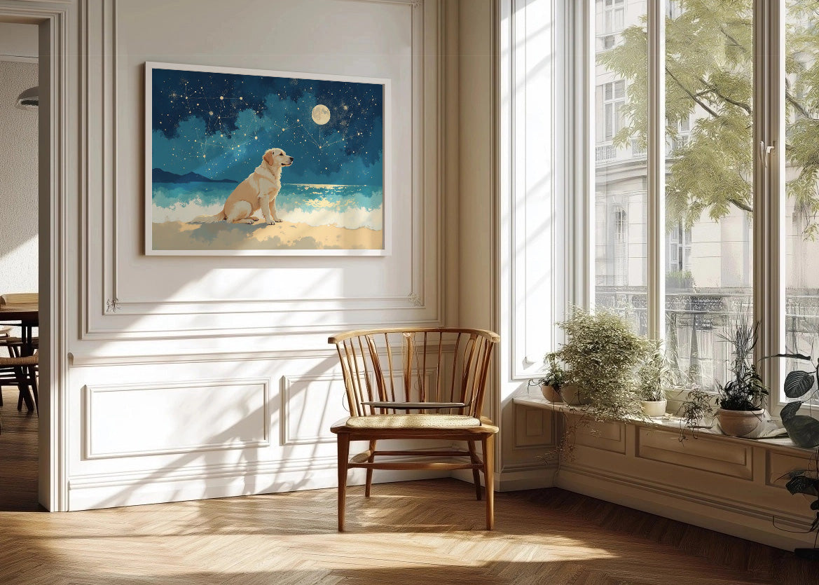 Cuadro Perro bajo la luna
