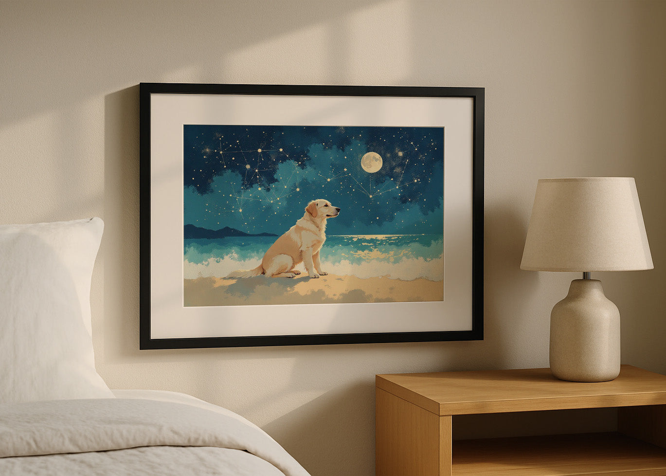 Cuadro Perro bajo la luna
