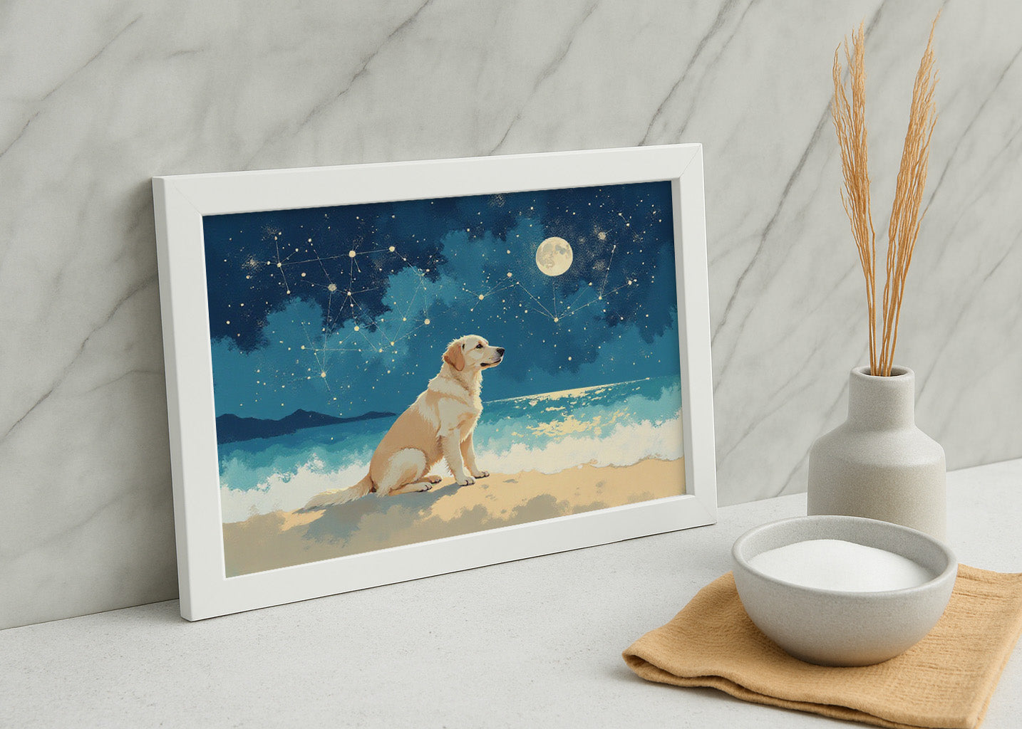 Cuadro Perro bajo la luna