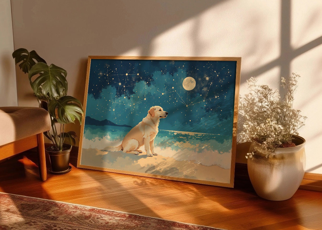 Cuadro Perro bajo la luna