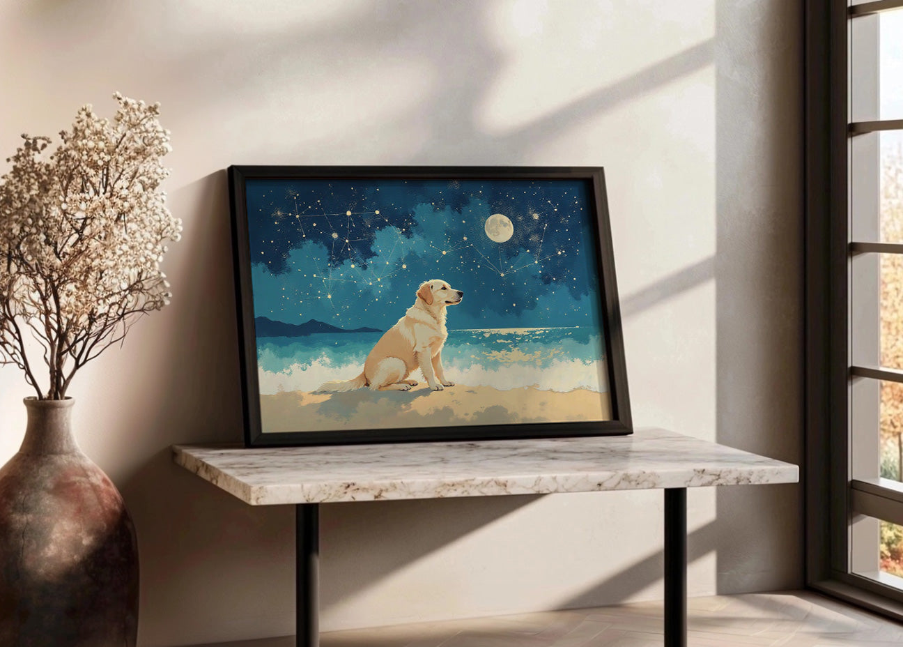 Cuadro Perro bajo la luna