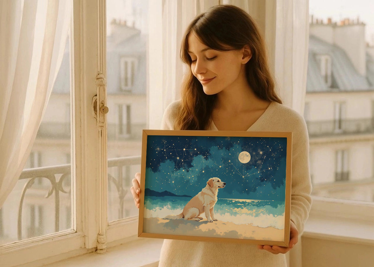 Cuadro Perro bajo la luna