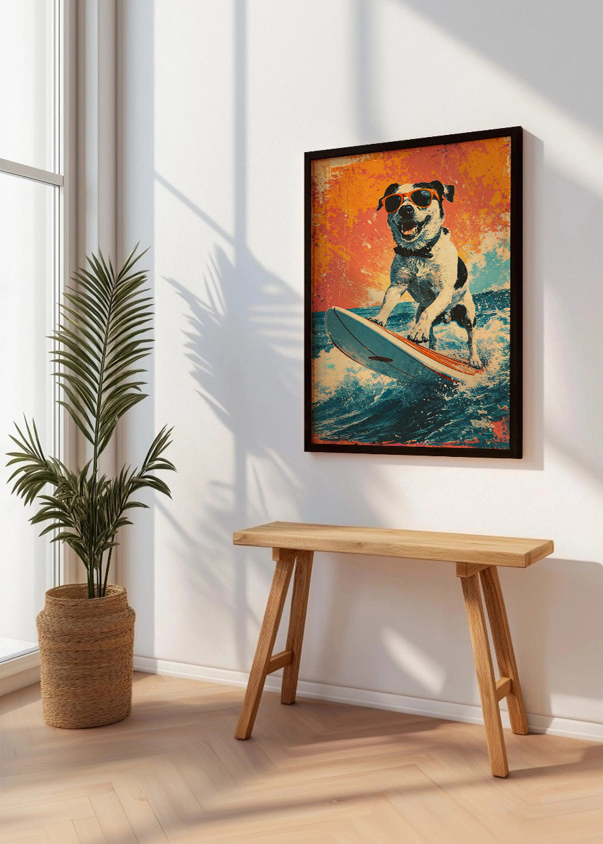 Cuadro Perro haciendo surf