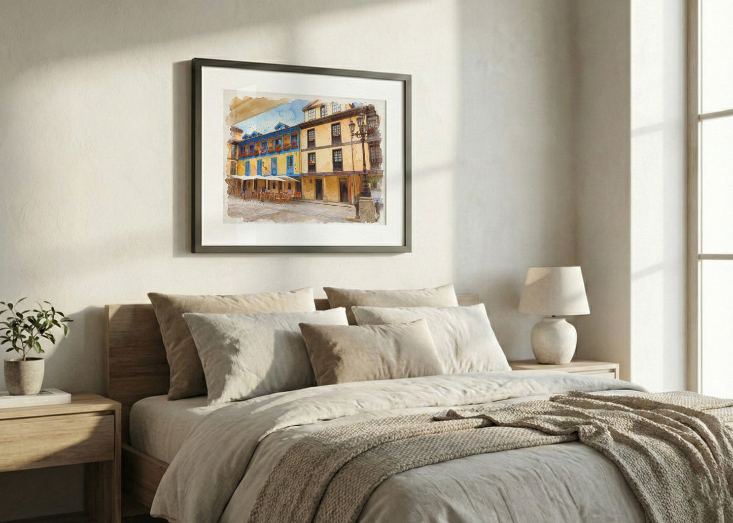 Cuadro Plaza del Fontán estilo acuarela