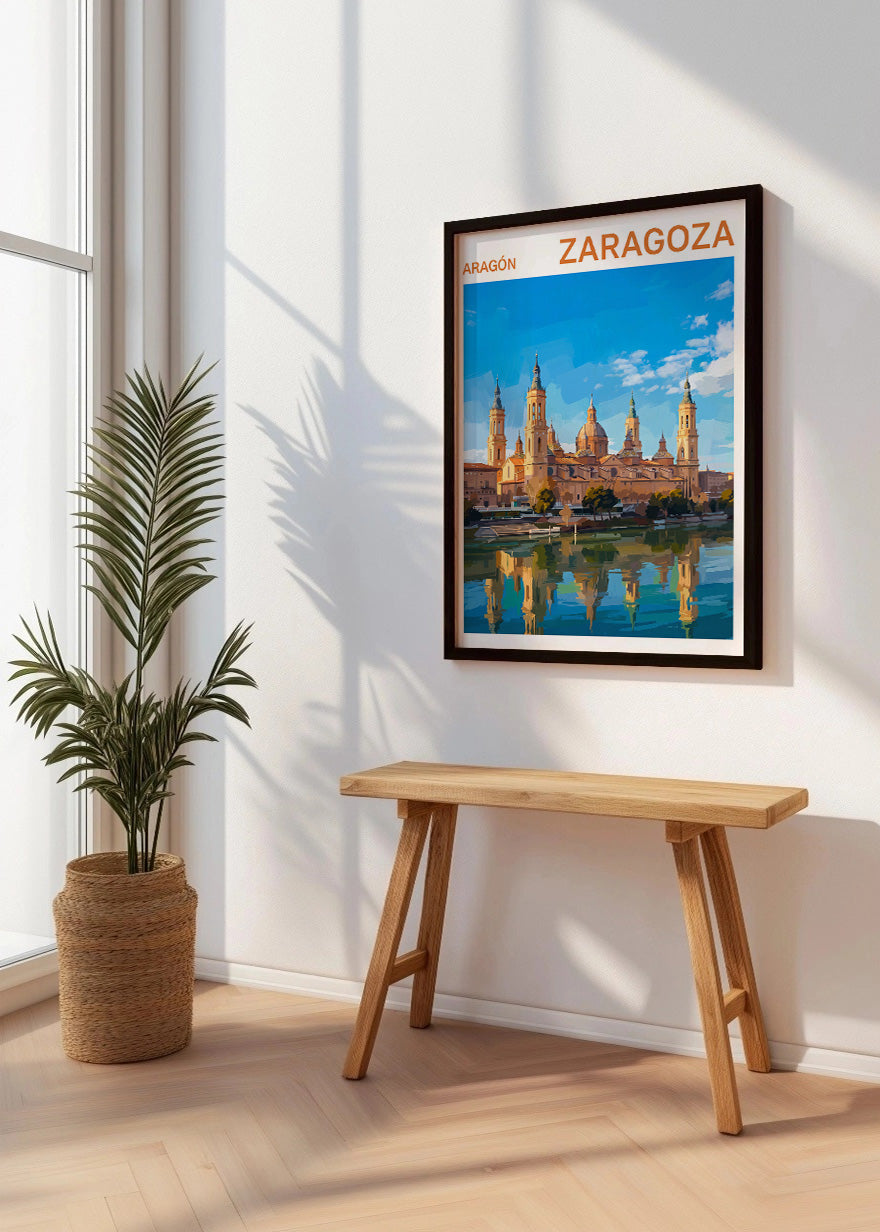 Cuadro Poster de Zaragoza y El Pilar - Gouache