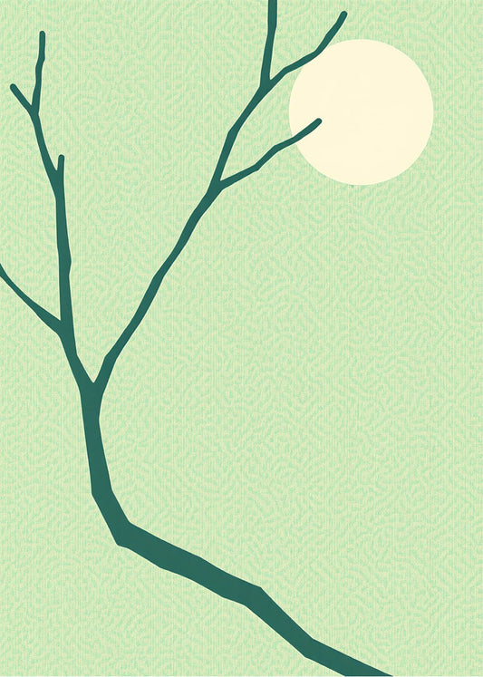 Cuadro Rama y luna verde