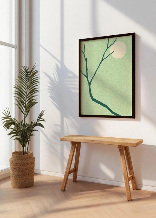 Cuadro Rama y luna verde