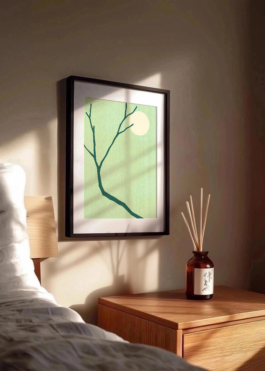 Cuadro Rama y luna verde