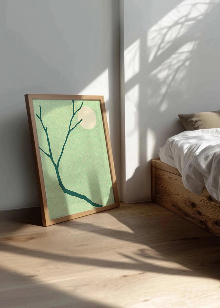 Cuadro Rama y luna verde